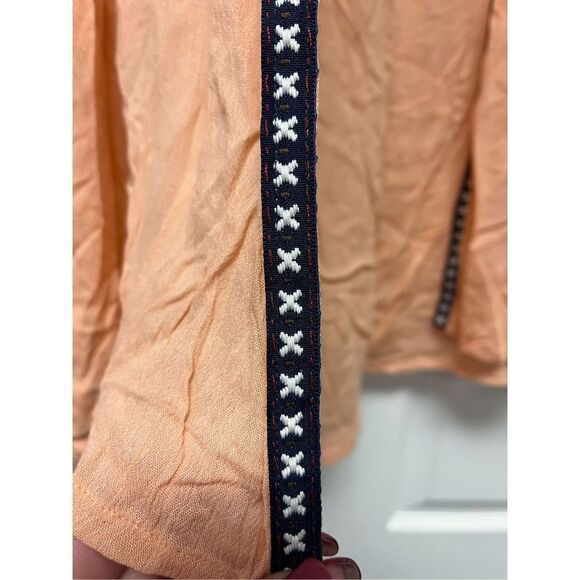 Anandas Collection Peach Embroidered Fringe & Coin Adorned Open Front Kimono sz - Picture 7 of 10